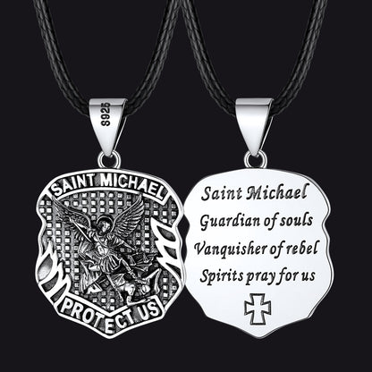 Silver Saint Michael pendant with engraving