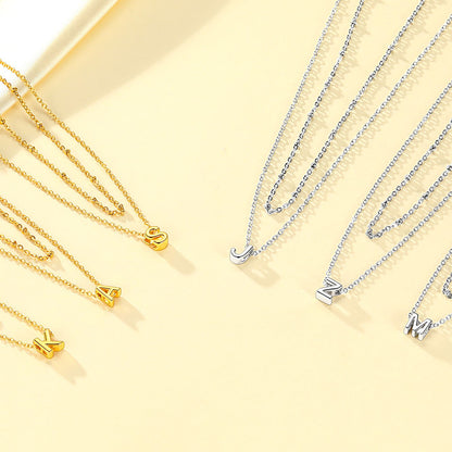 Initial Letter A¨CZ Layered Initial Necklaces for Women in Gold/Silver