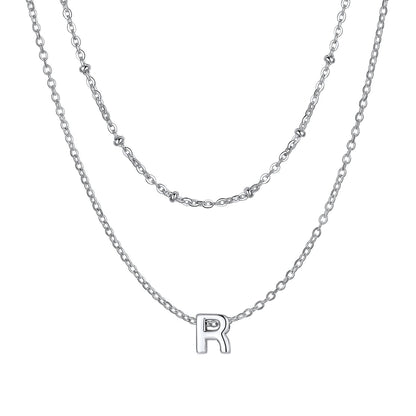 Silver initial necklace R ¨C chic silver necklace with letter R pendant