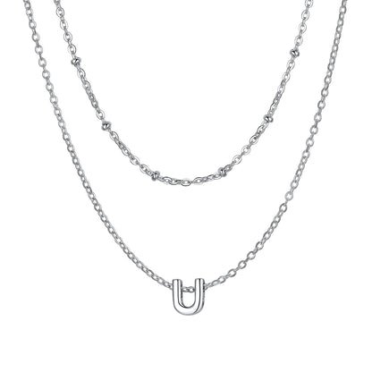 Silver initial necklace U ¨C silver initial U charm necklace for gifting