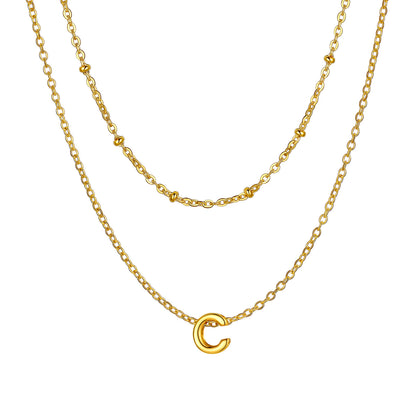 Gold initial necklace C ¨C gold A-Z personalized letter C pendant set