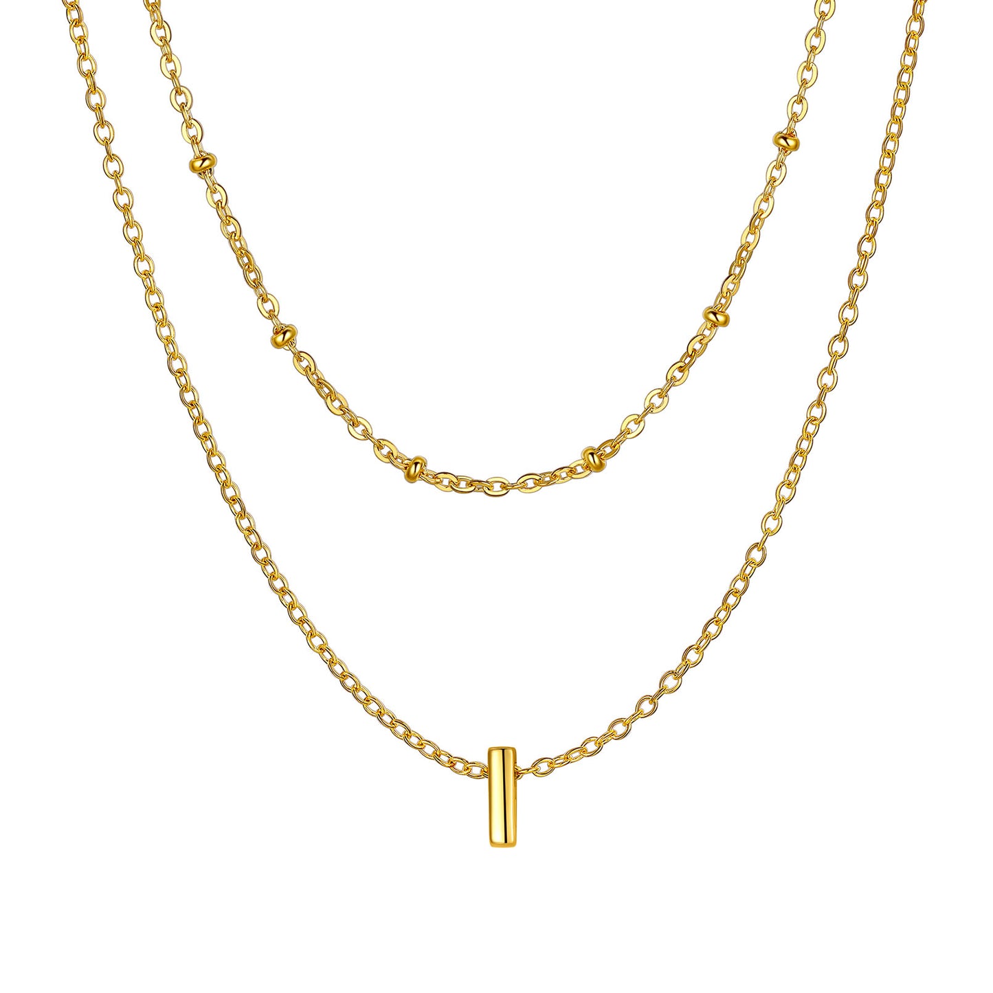 Gold initial necklace I ¨C delicate letter I layered necklace in gold