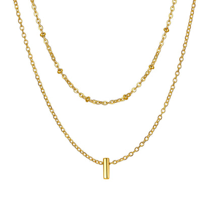 Gold initial necklace I ¨C delicate letter I layered necklace in gold