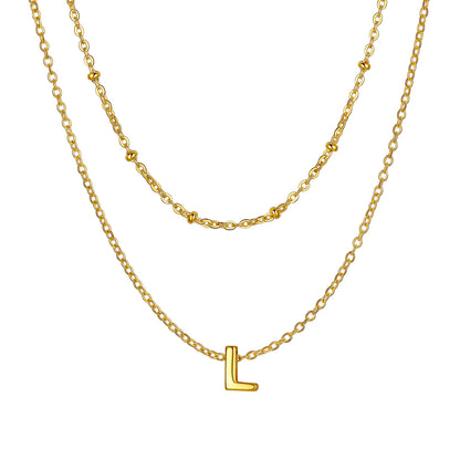 Gold initial necklace L ¨C gold layered L letter charm necklace for her