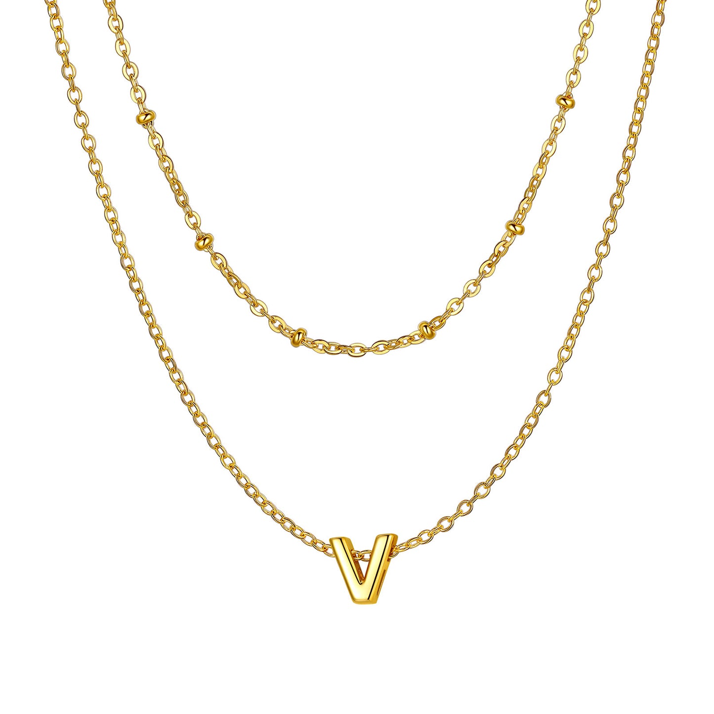 Gold initial necklace V ¨C chic gold letter V necklace for women