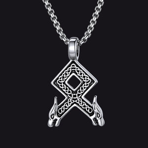 Norse wolf head rune pendant necklace symbol of loyalty