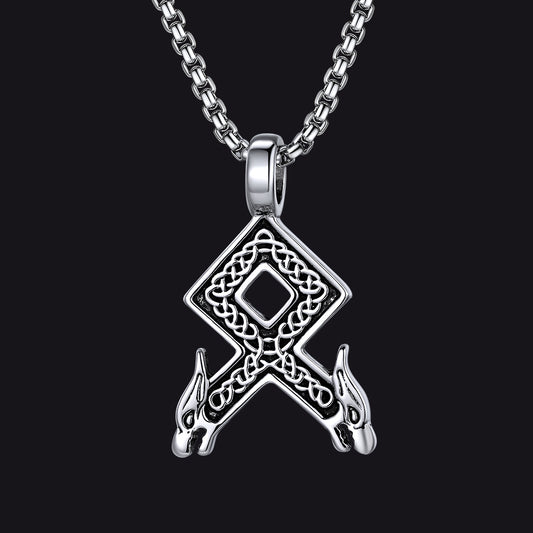 Norse wolf head rune pendant necklace symbol of loyaltyimg
