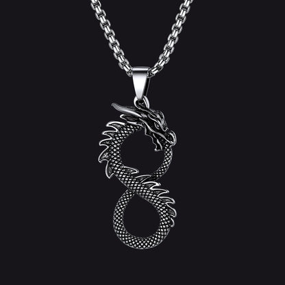 Punk infinity dragon pendant necklace for men main image