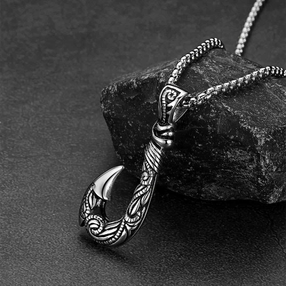 Durable stainless steel Viking fish hook necklace