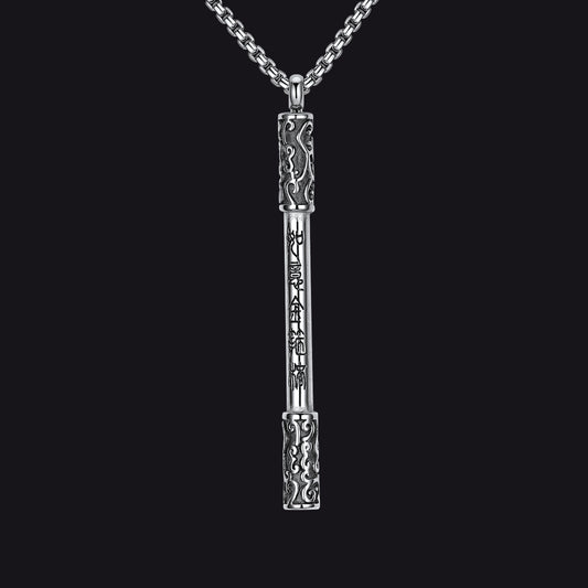 Silver Monkey King Gold Staff Pendant Necklaceimg