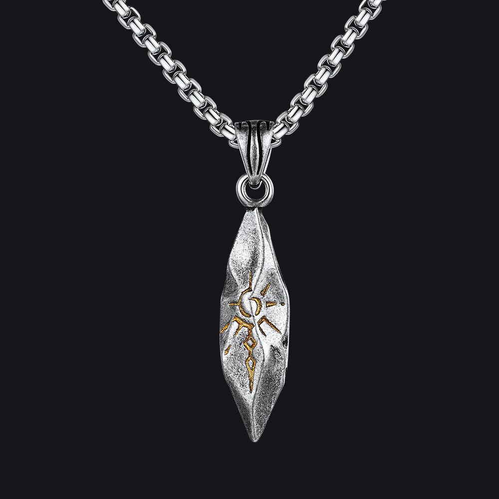 Punk Wishing Stone Tribal Rune Sun Pattern Necklace for Men ...