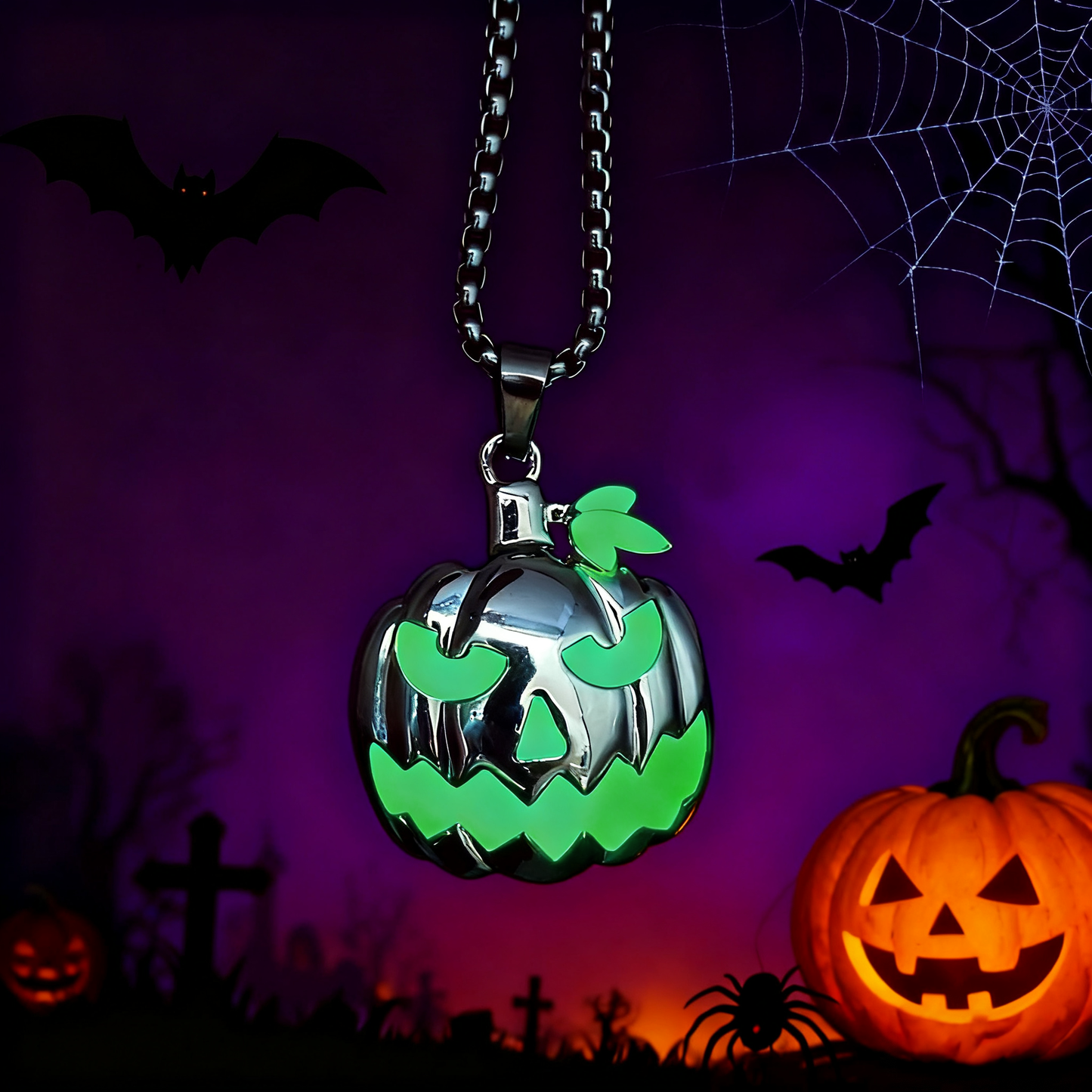 Halloween Luminous Skull Pumpkin Necklace – Ghost Festival Glow Accessory