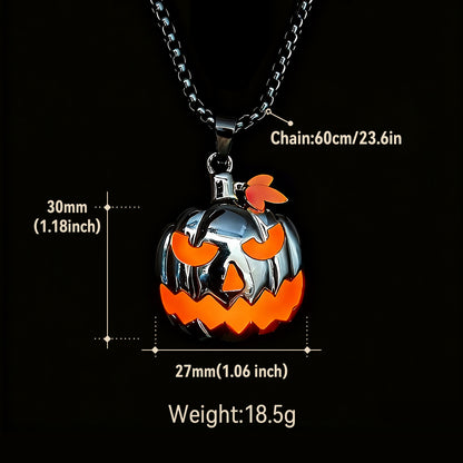 glowing skull pumpkin pendant necklace size