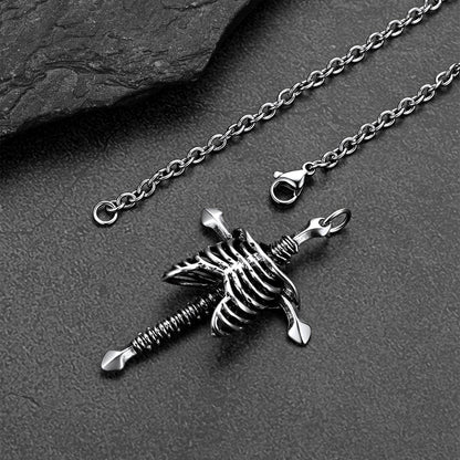 Silver Silver skeleton cross pendant necklace 