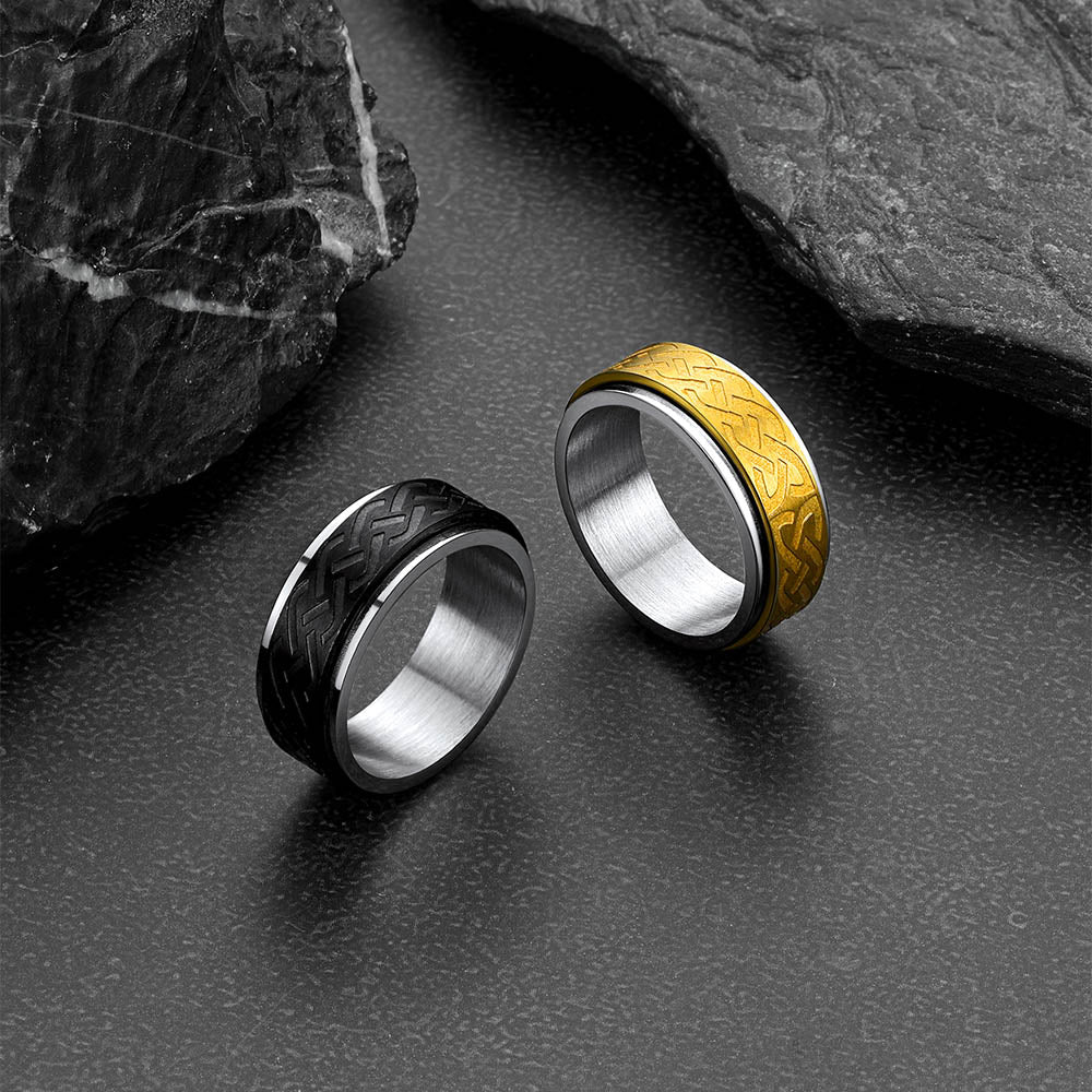 FaithHeart Celtic Knot Spinner Ring Anxiety Rotatable Ring For Men FaithHeart