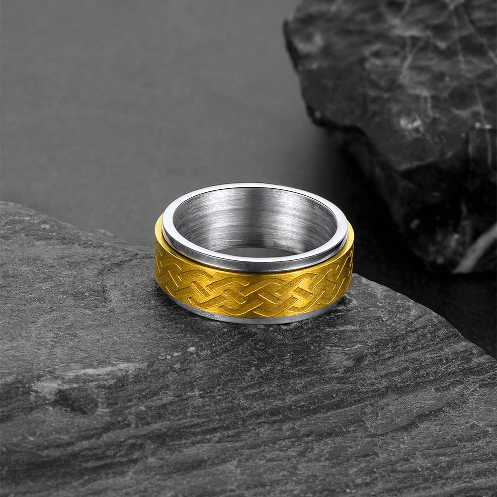 FaithHeart Celtic Knot Spinner Ring Anxiety Rotatable Ring For Men FaithHeart