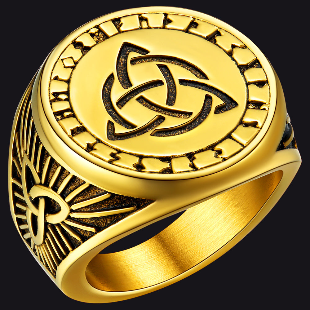 Flash Sale Viking Celtic Knot Signet Ring for Men - FaithHeart Jewelry