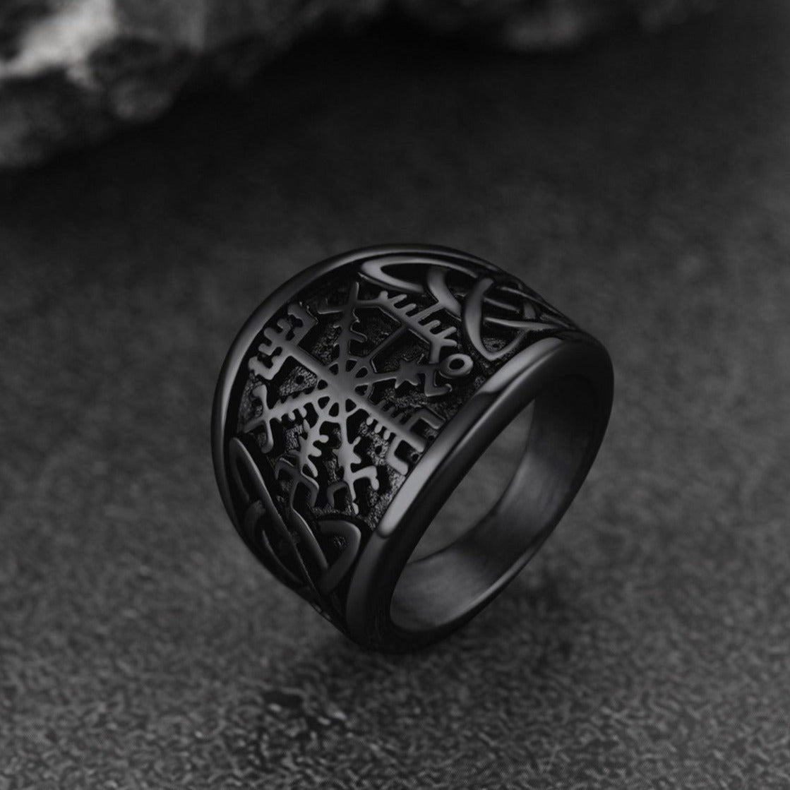 Viking Compass Ring with Celtic Knot for Men