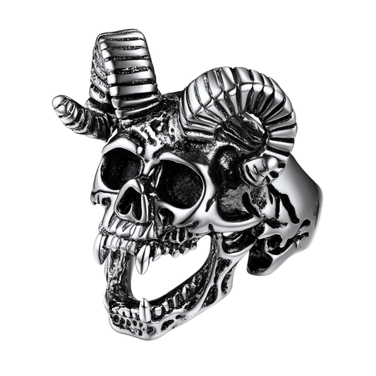 FaithHeart Satanic Baphomet Goat Skull Ring For Men FaithHeart