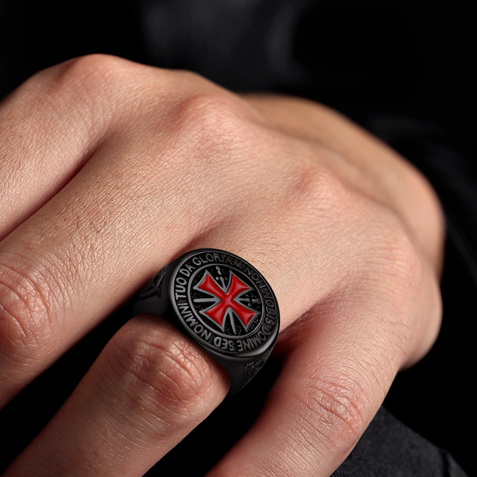 Red Knights Templar Cross Ring For Men