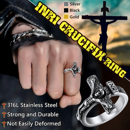 Christian Jesus Crucifix Cross Ring for Men