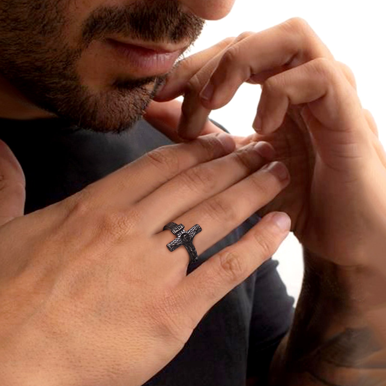 Christian Jesus Crucifix Cross Ring for Men