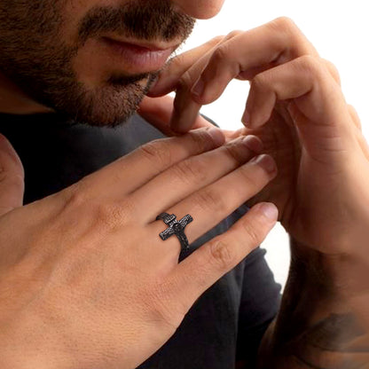 Christian Jesus Crucifix Cross Ring for Men