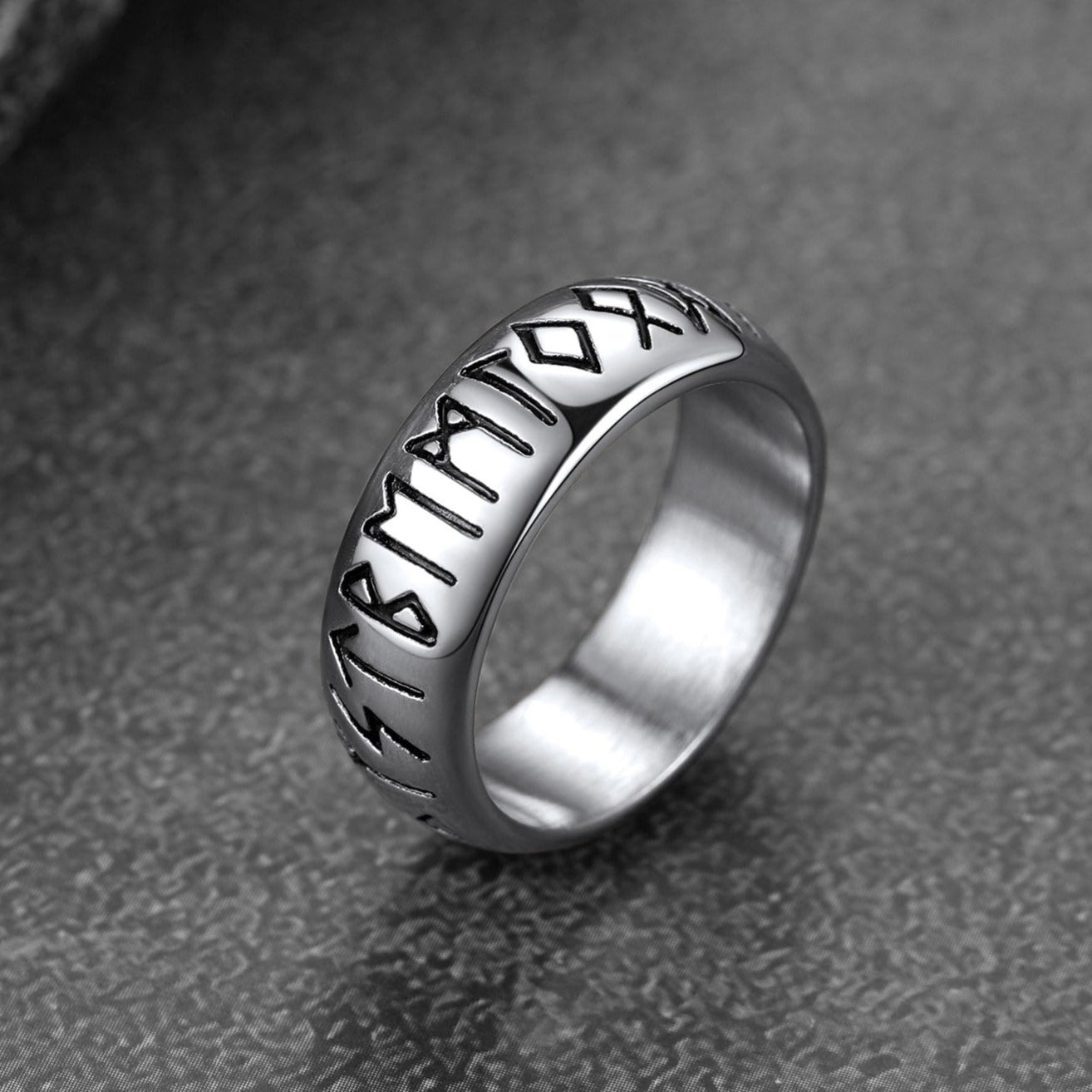 FaithHeart Norse Viking Spinner Runes Stainless Steel Ring FaithHeart