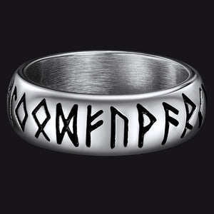 FaithHeart Norse Viking Spinner Runes Stainless Steel Ring FaithHeart