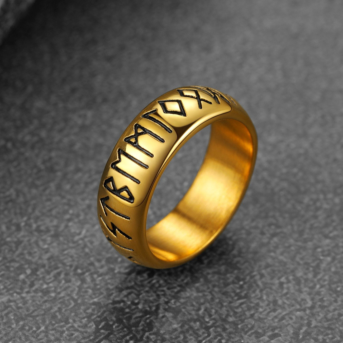 FaithHeart Norse Viking Spinner Runes Stainless Steel Ring FaithHeart