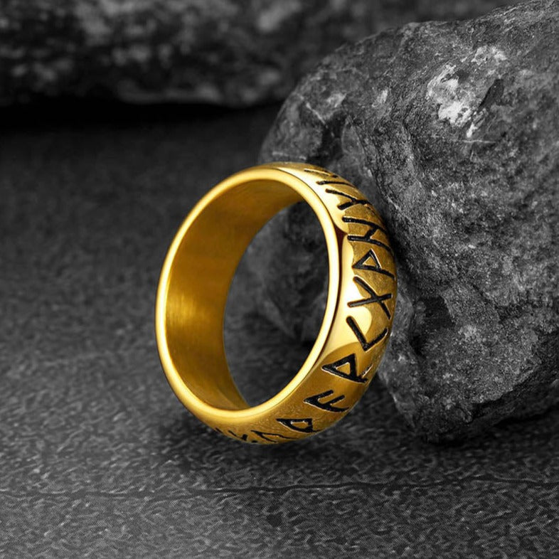 FaithHeart Norse Viking Spinner Runes Stainless Steel Ring FaithHeart