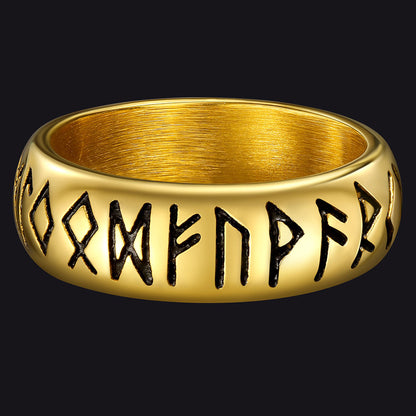 FaithHeart Norse Viking Spinner Runes Stainless Steel Ring FaithHeart