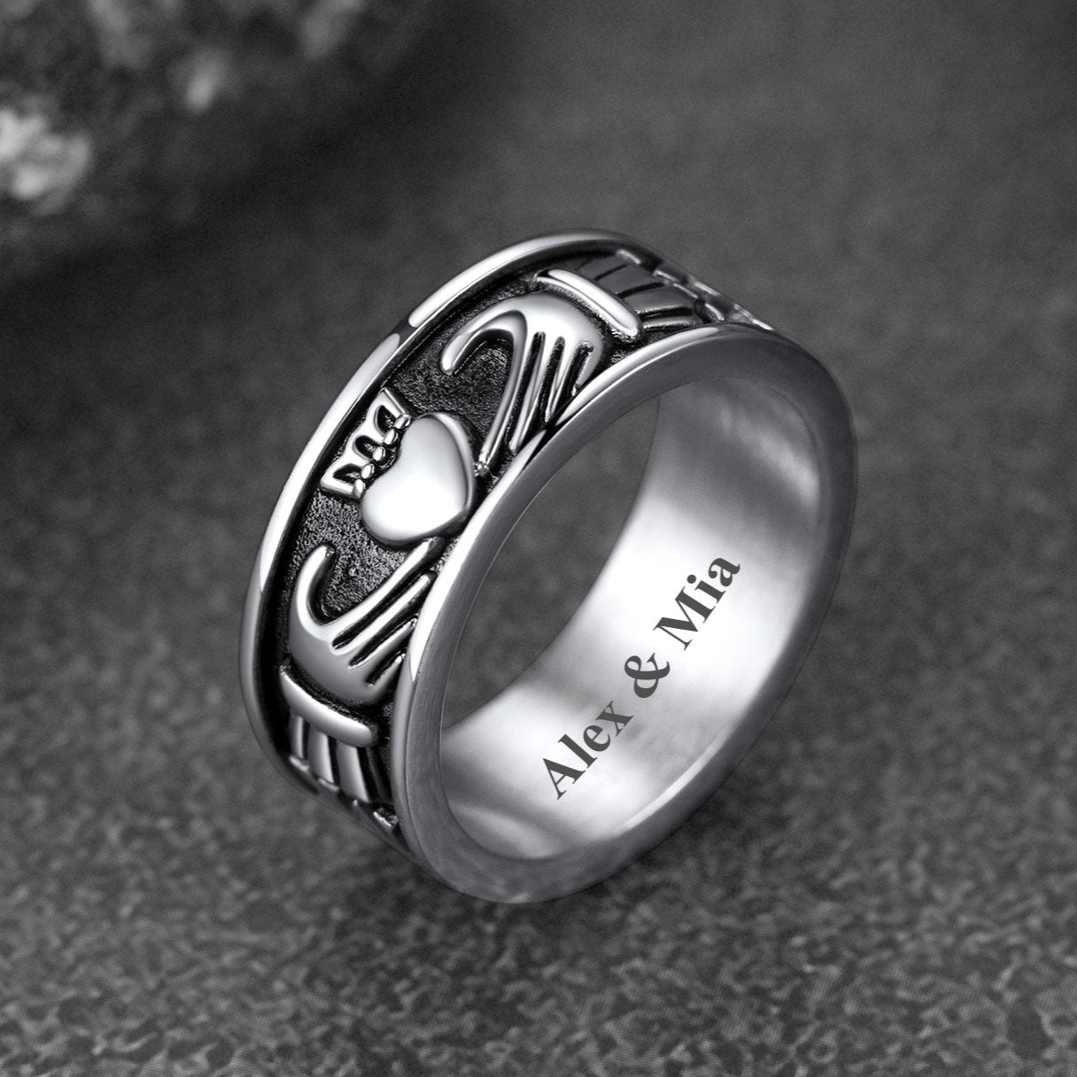 FaithHeart Claddagh Love Wedding Personalized Band Ring FaithHeart