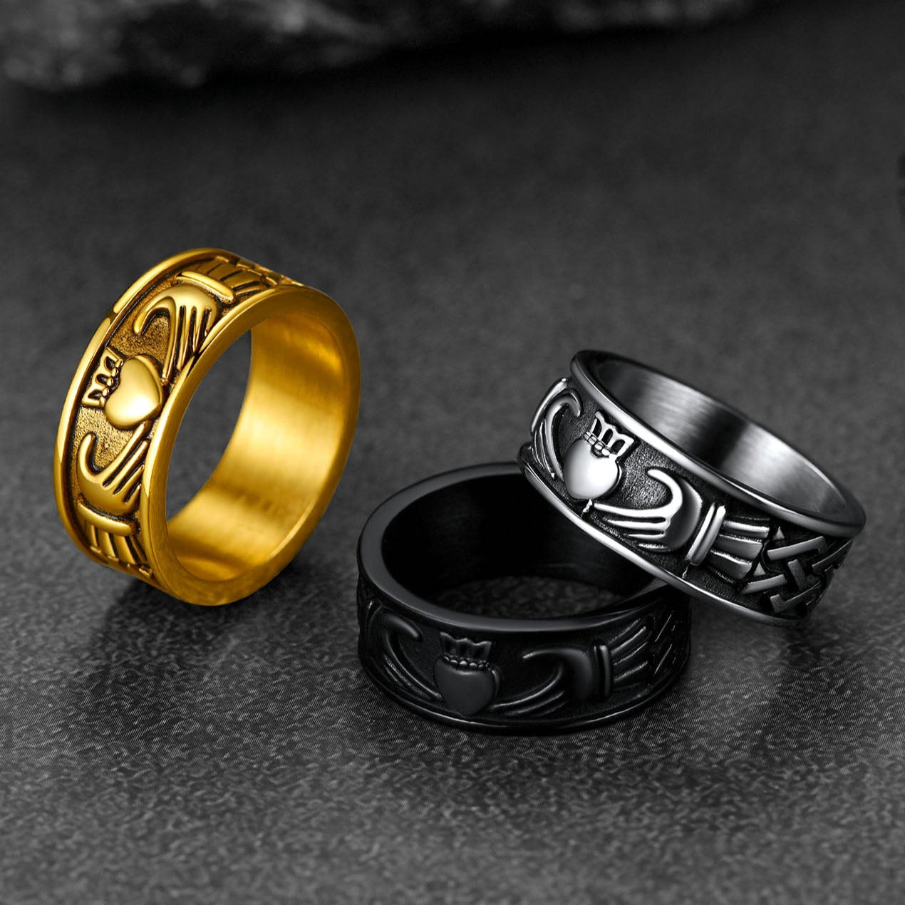 FaithHeart Claddagh Love Wedding Personalized Band Ring FaithHeart