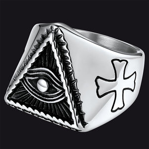 FaithHeart All Seeing Eye Ring Eye of Providence Ring for Men FaithHeart