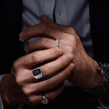 Black Onyx Stone Ring Signet Ring For Men