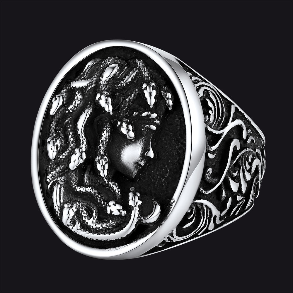 FaithHeart Medusa Snake Hair Ring Punk Gothic Ring Greek Mythology Signet Ring FaithHeart