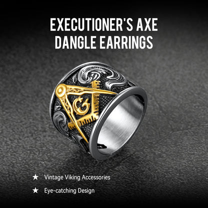 Freemason Masonic Stainless Steel Ring Band for Men