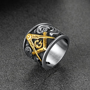 FaithHeart Masonic Signet Ring Stainless Steel Vintage Freemason Biker Ring FaithHeart