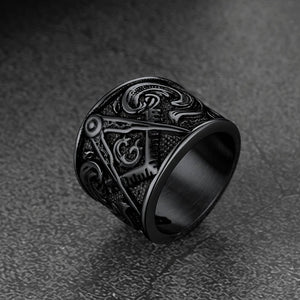 FaithHeart Masonic Signet Ring Stainless Steel Vintage Freemason Biker Ring FaithHeart