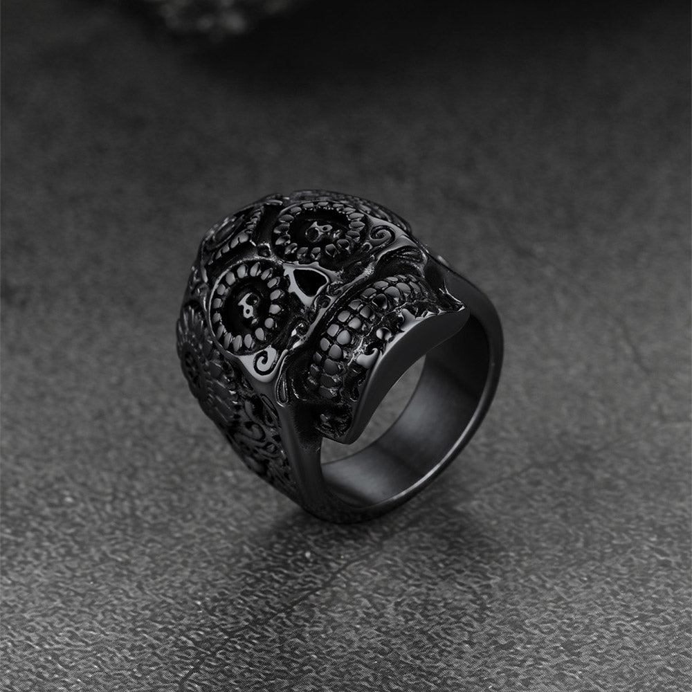 FaithHeart Vintage Skull Ring Stainless Steel Punk Biker Ring FaithHeart
