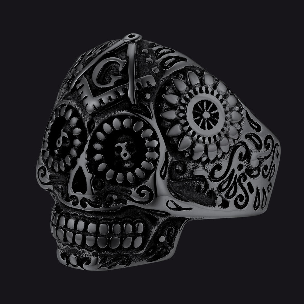 FaithHeart Vintage Skull Ring Stainless Steel Punk Biker Ring FaithHeart