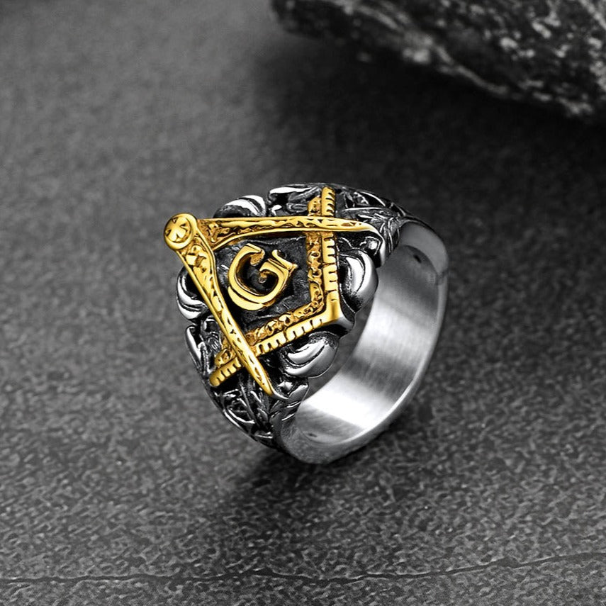 FaithHeart Freemason Masonic Stainless Steel Biker Rings FaithHeart