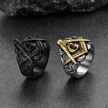 FaithHeart Freemason Masonic Stainless Steel Biker Rings FaithHeart