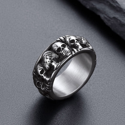 See No Evil, Hear No Evil, Speak No Evil Skulls Ring for Men