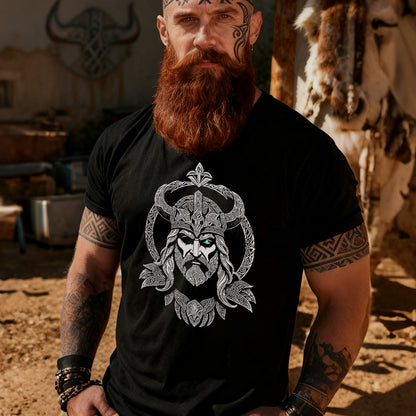 Man wearing Odin's Gaze All-Father Black T-Shirt Front