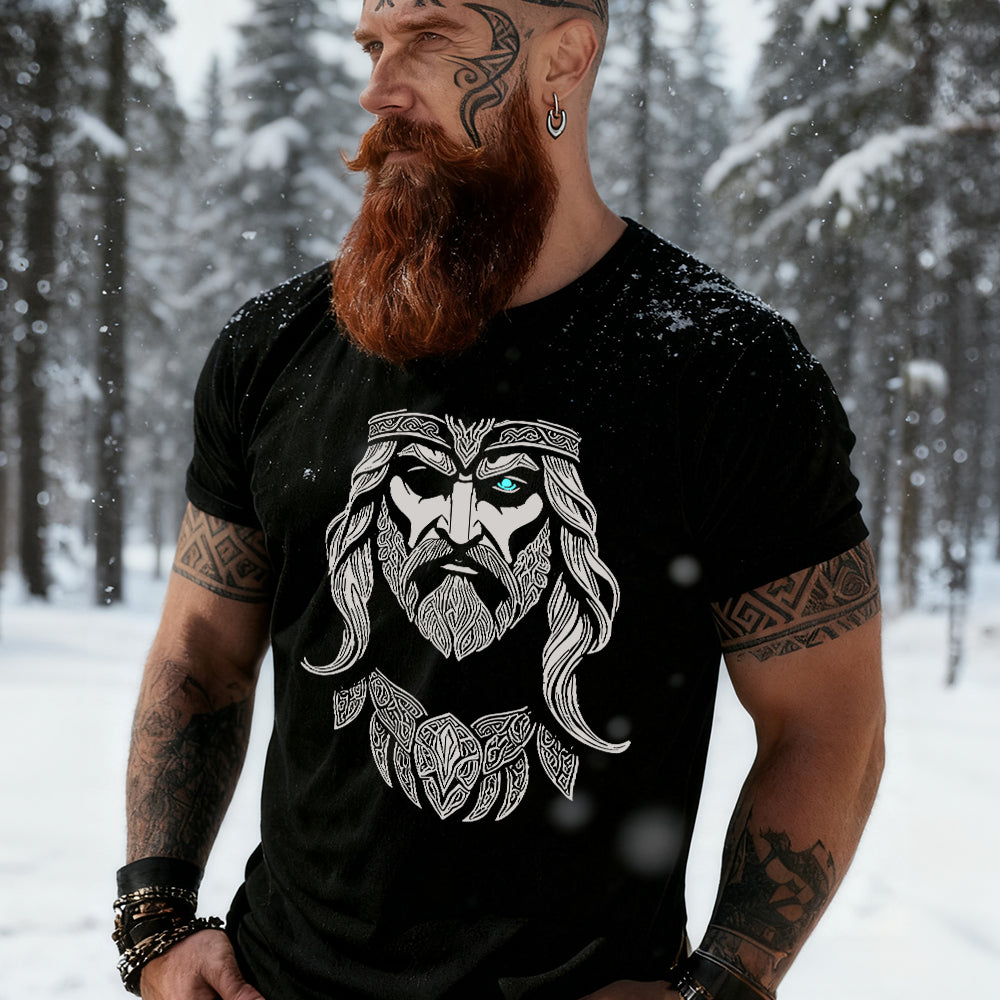 Man Wearing Odin Viking T-Shirt Street Style