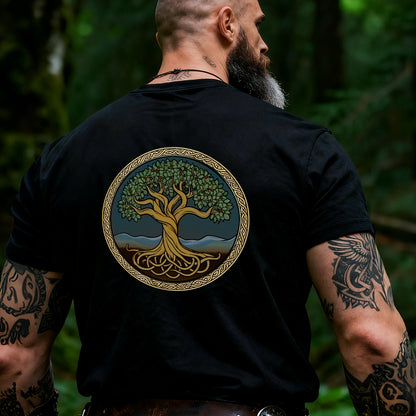 Yggdrasil Tree of Life T-Shirt Black Graphic Tee for Men