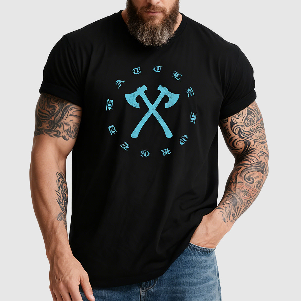 Viking battle axes graphic t-shirt for men in black