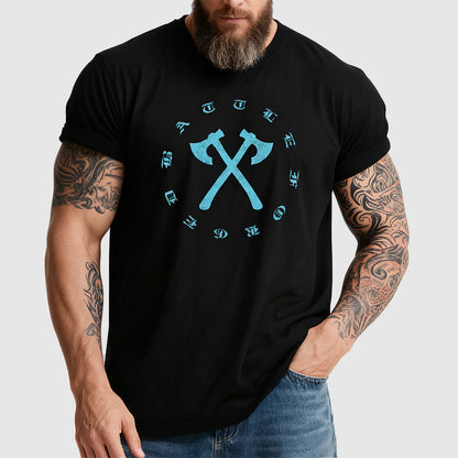 Viking battle axes graphic t-shirt for men in black